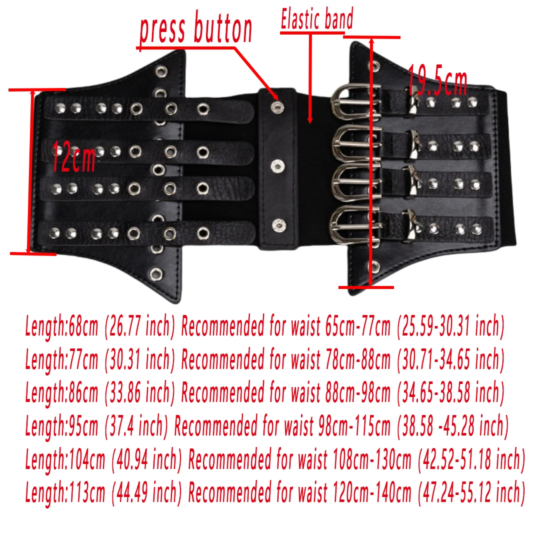 여성용 신축성있는 허리띠 버클 스터드 장식 겉옷 여성용 거들 프레스 버튼 연결 Cummerbund 의류 액세서리