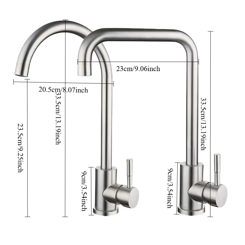 304 Stainless Steel Kitchen Sink Faucet Hot Cold Mixer Tap 360° Rotatable Brushed Nickel Deck Mounted Kitchen Water Tap