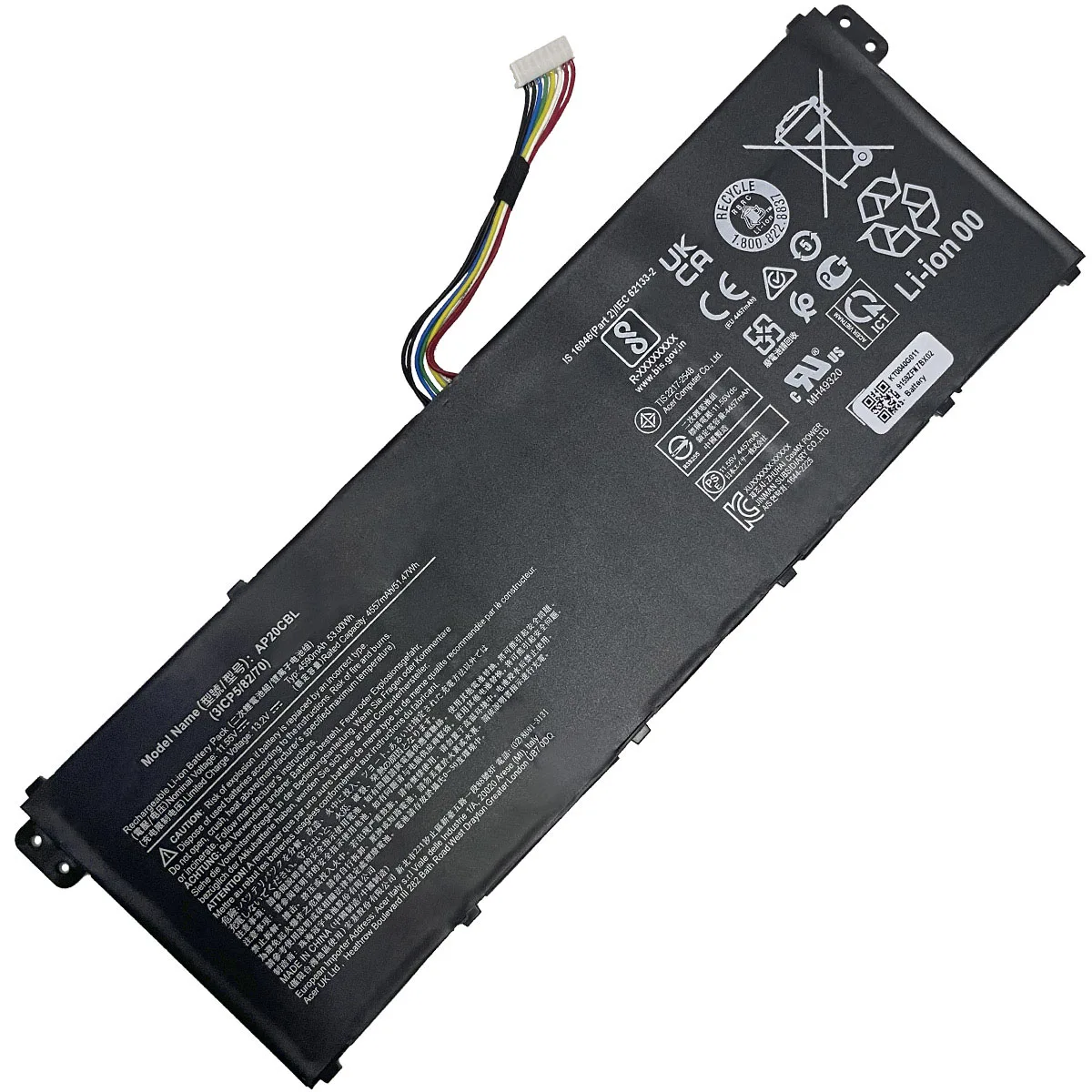 11.55V 53Wh AP20CBL Laptop Battery For Aspire Vero AV15-51-55K2 Swift 3 SF314-511-54EB Aspire 5 A515-45-R386