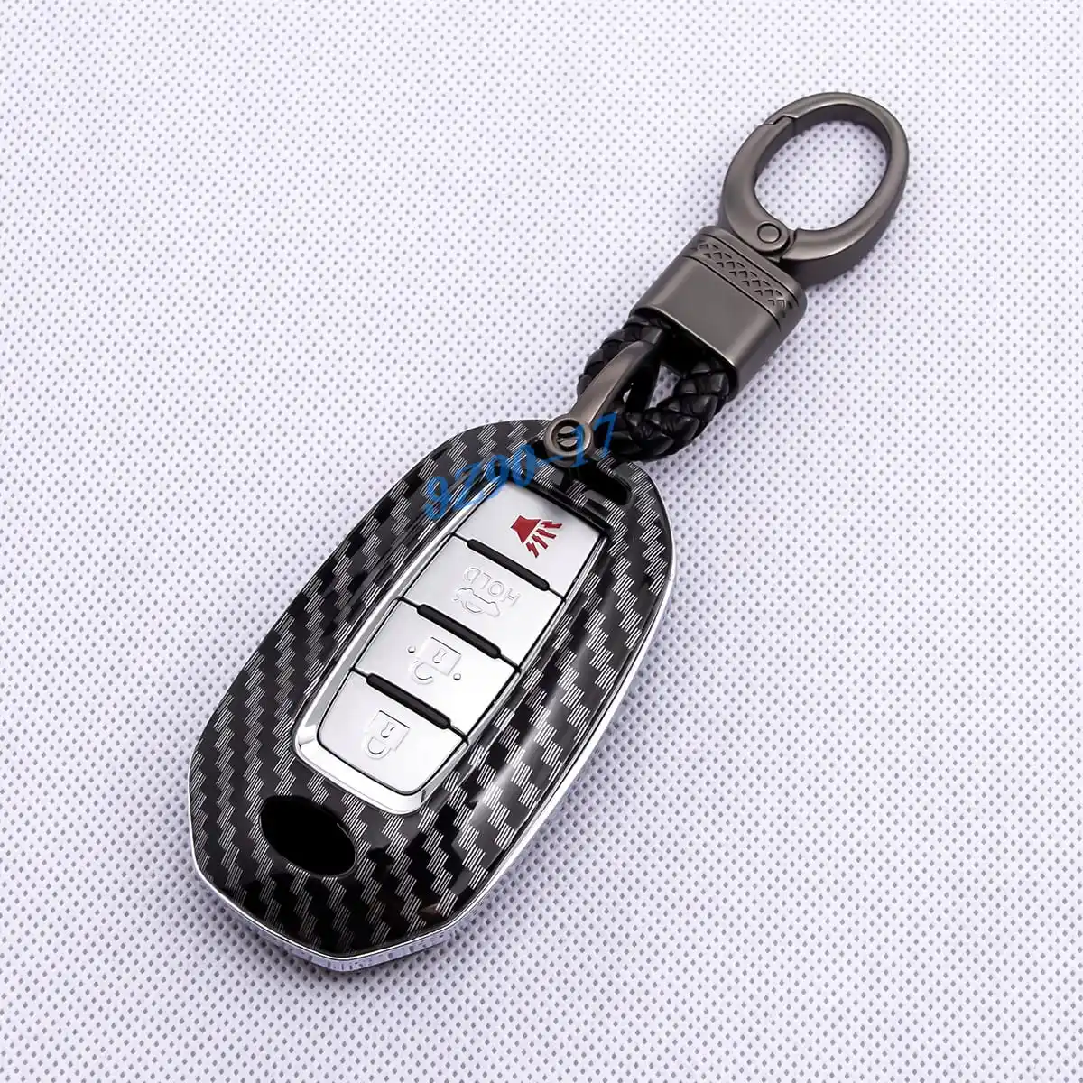 ABS Carbon Fiber Car Smart Key Cover Case Keychain For Infiniti Q50 Q60 QX50 QX55 QX60 Accessories 2019-2025 2024 2023 2022 view 5