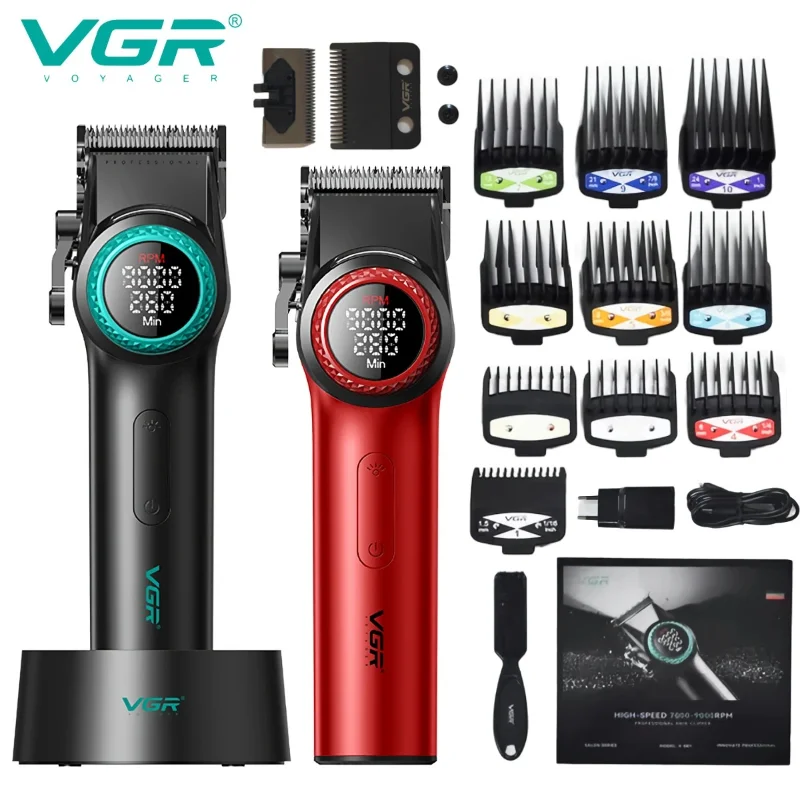 

VGR Hair Trimmer Hair Clipper Professional Hair Cutting Machine 9000RPM 21-Gears Speed Adjustable Barber Clippers for Men V-001