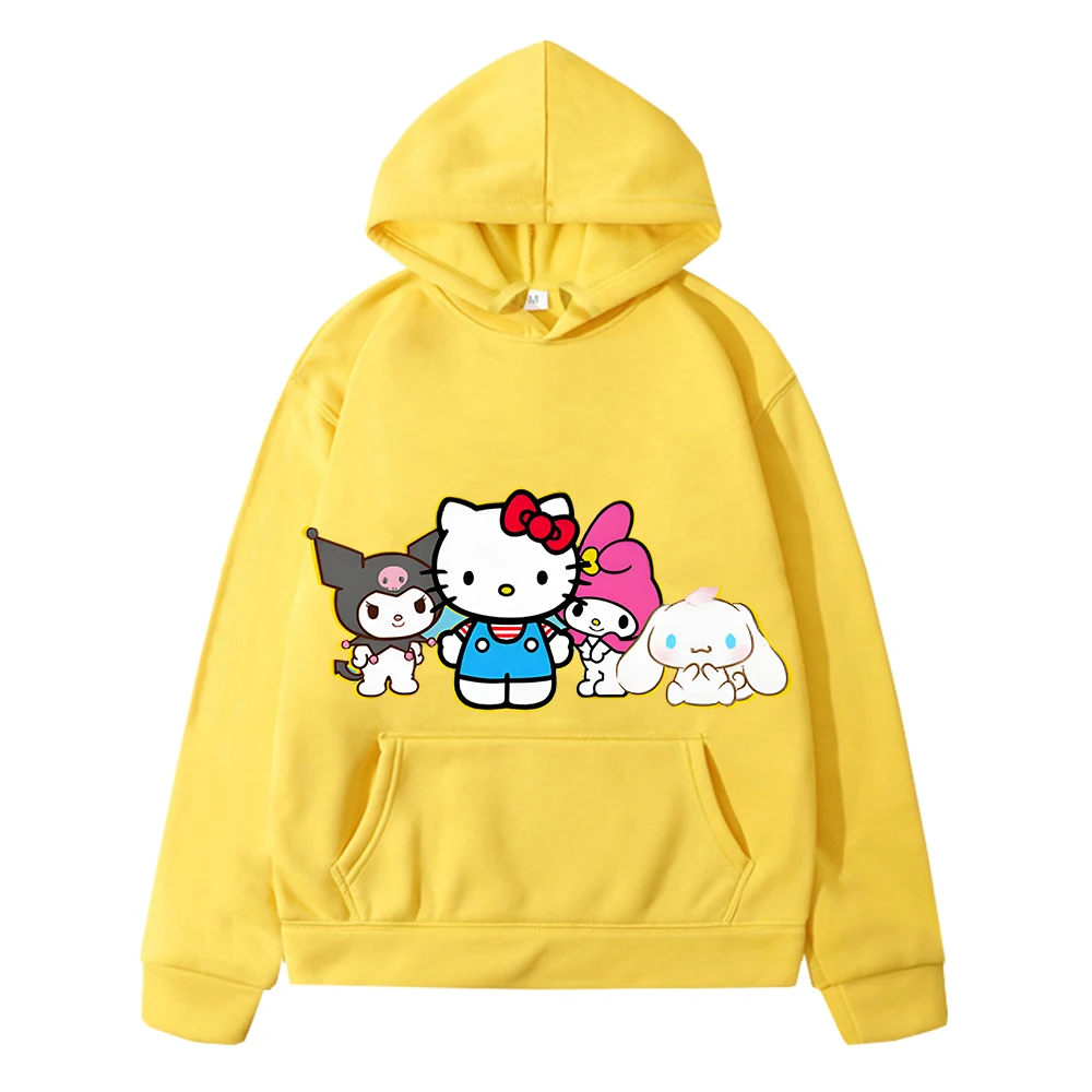 hello kitty Print Autumn hoodies Fleece sweatshirty2k sudadera Sanrio Kawaii anime hoodie jacket  boy pullover kids clothes girl