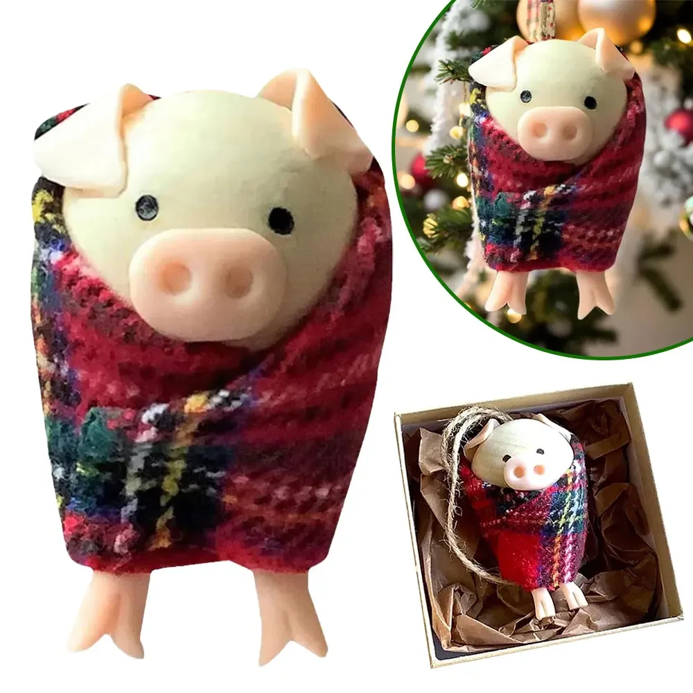 مضحك الخنازير في البطانيات شجرة عيد الميلاد شماعات الخنازير زخرفة الخنازير اليدوية في البطانيات هدية مزخرفة صندوق ديكور سر سانتا هدية #2