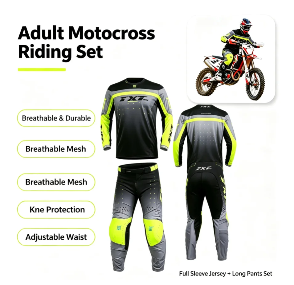 Adult Motocross Riding Suit Men Women, Breathable Enduro Mountain Bike Downhill All Terrain Cycling Moto Riding Kit