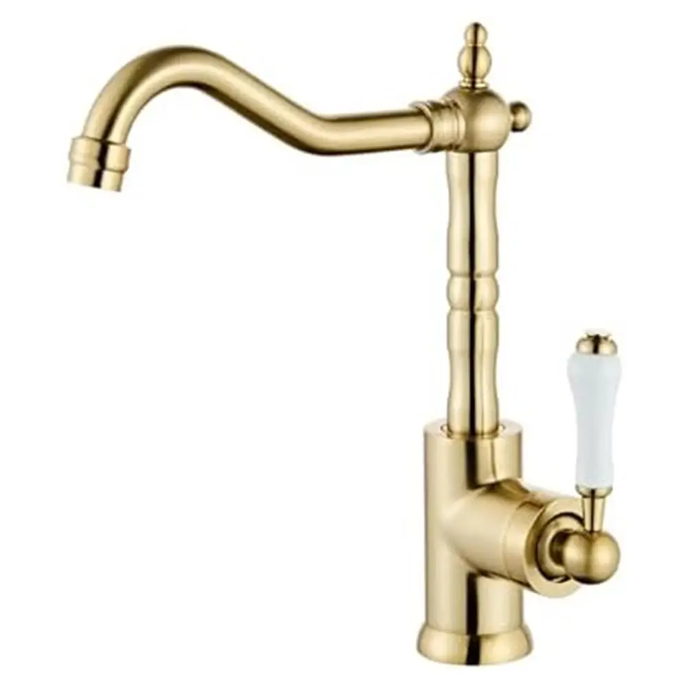 

Латунный кухонный смеситель с полированной отделкой для ванной комнаты, латунная конструкция, управление одной ручкой, простая установка