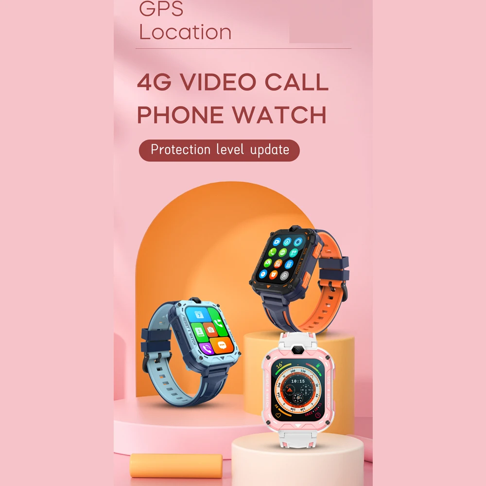 4G Smart Watch Kids WIFI GPS SOS Location Video Call IP67 Waterproof Remote Monitor Puzzle Game Children Clock Birthday Gifts