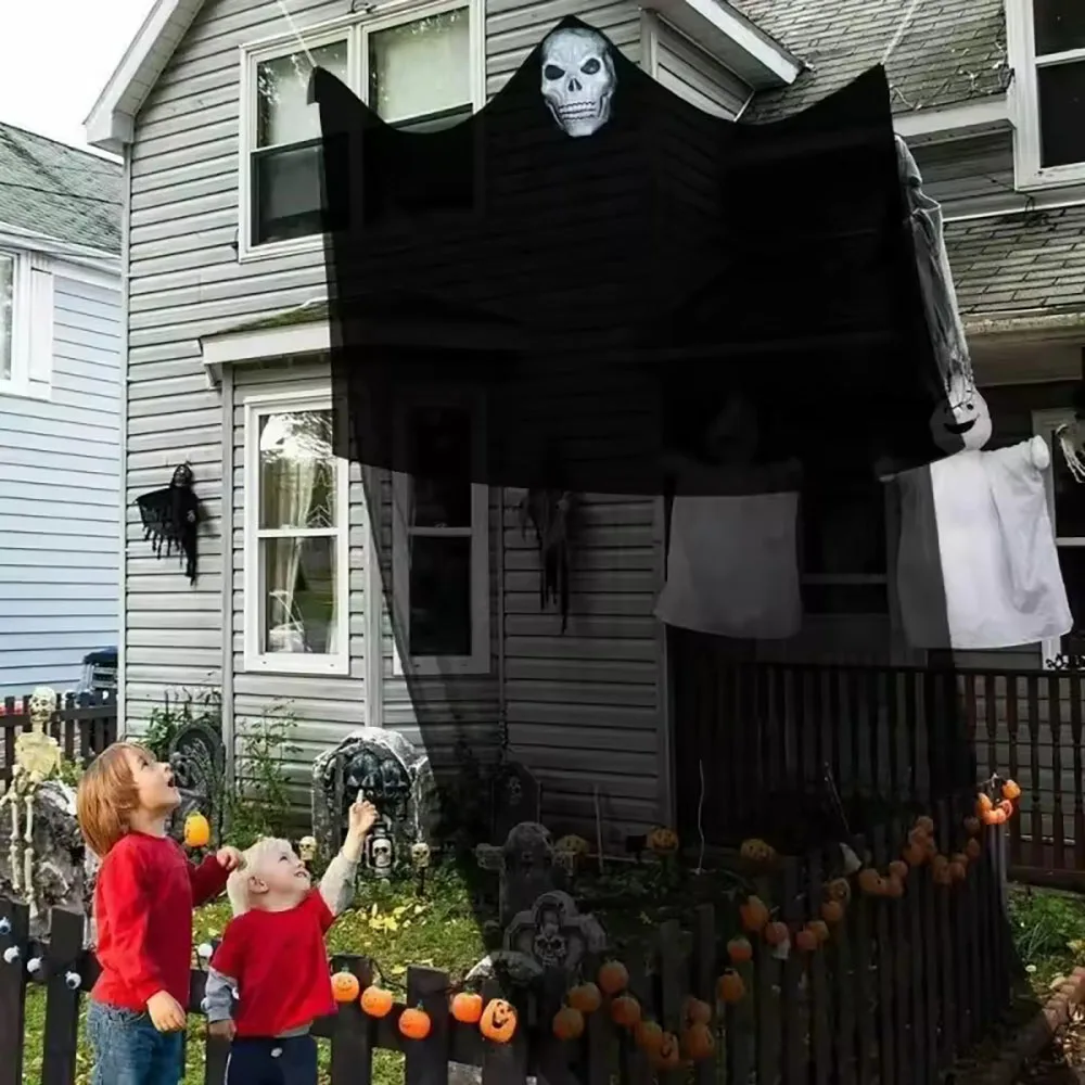 Halloween Hanging Ghost Decoration Scary Skeleton Ghost Spooky With Creepy Sound And Glowing Mask Home Outside Yard