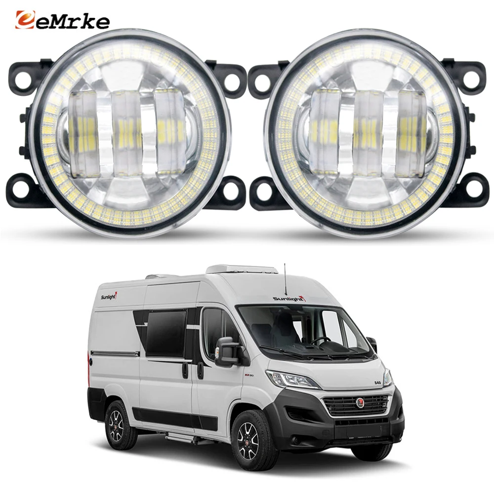 2X Led Car Fog Lights Assembly for Citroen Jumper Relay Manager 290/295 2015-2021 Angel Eyes DRL Aperture Daytime Running Lamp