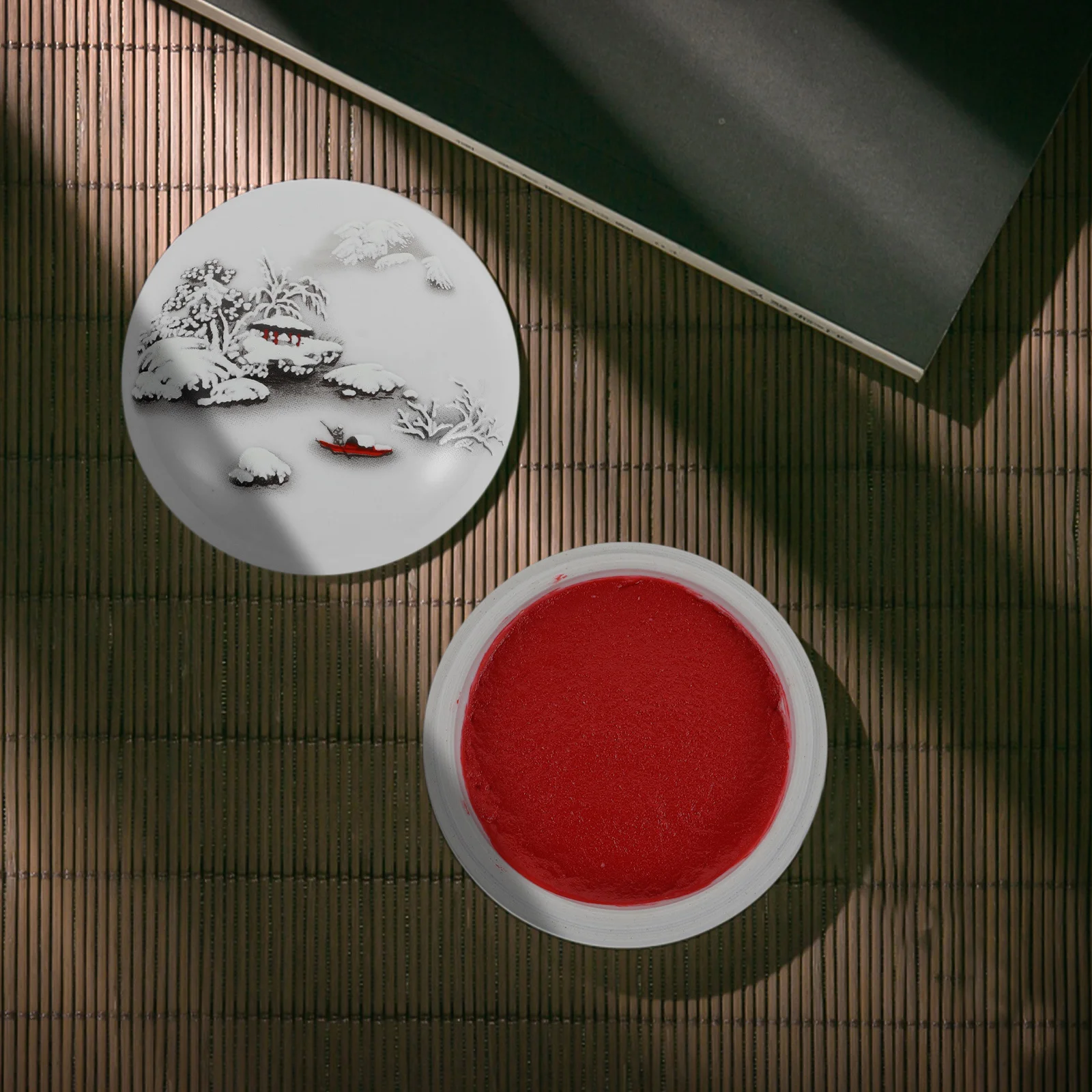 وسادة حبر حمراء لاستخدام الختم، مستلزمات الخط اللوحة التي يمكنك صنعها بنفسك، وسادة حبر صندوق سيراميك متعددة الأغراض، أداة ختم حرفية محمولة سجل القصاصات #2