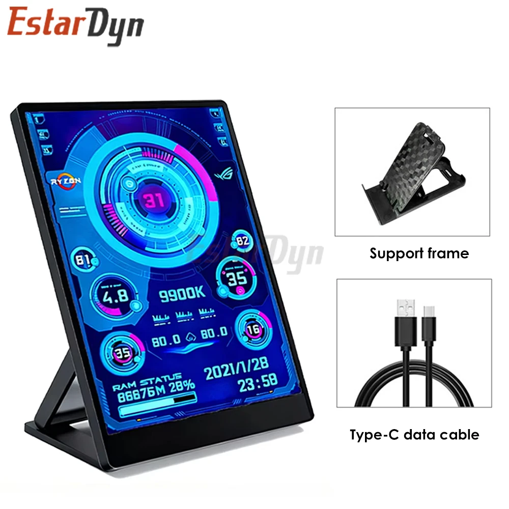 Estardyn New 3.5 Inch IPS TYPE-C Secondary Screen Computer CPU GPU RAM HDD MonitorUSB Display For Freely AIDA64