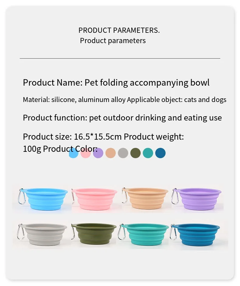 350/1000 Mll Large Folding Pet Silicone Bowl Outdoor Travel Portable Puppy Food Container Complimentary Molar Bone Toy