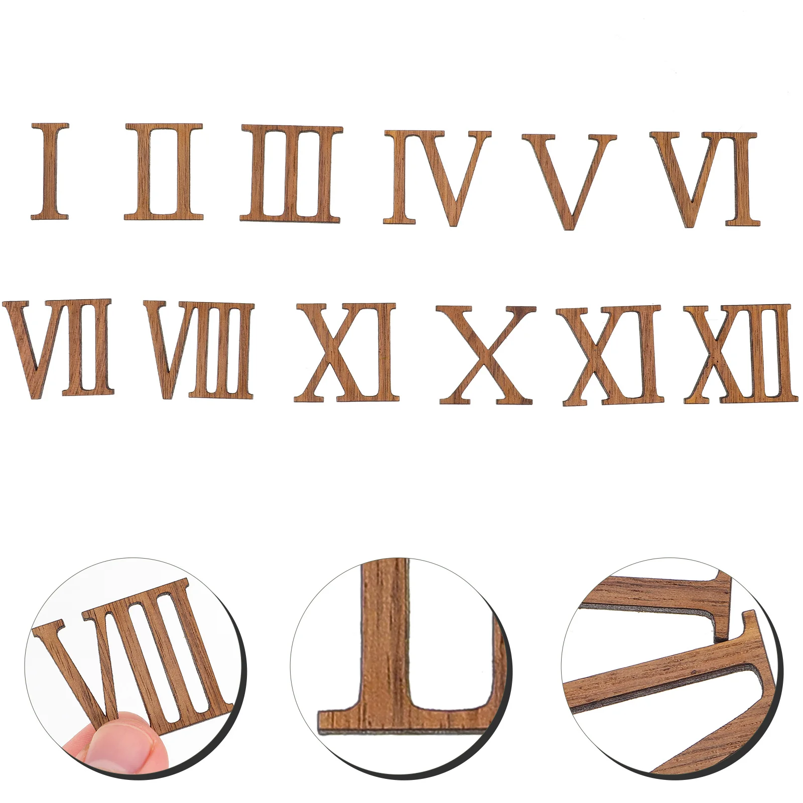 

12Pcs Roman Number for Clock Stable and Smooth Wooden Numerals Suitable for Wall Clock Repair Hands Replacement Parts