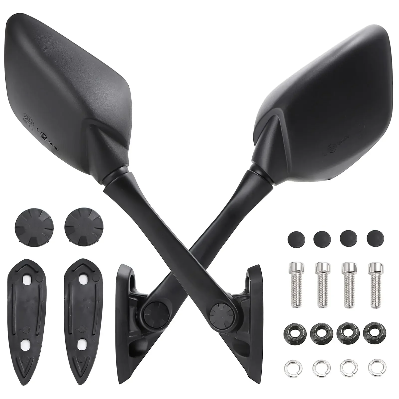 

Motorcycle Fairing Rearview Side Mirrors, Black, Compatible with YZF-R3 YZF-R25 2014-2018 HD glass and aluminum alloy stem