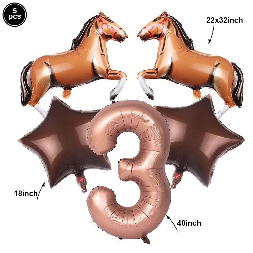 Horse Balloon Set 30inch Horse Shaped Balloons 40inch Number Balloon Star Balloon Racing Horse Themed Birthday Party Decor