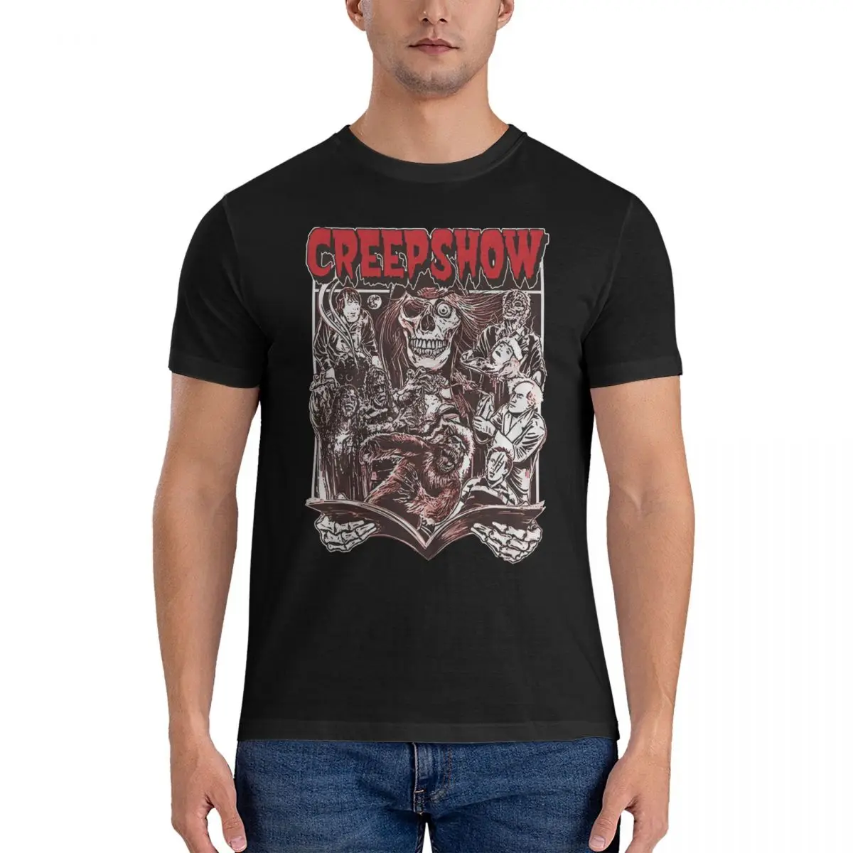 Creative Music Vintage Creeper Halloween T-Shirts Men Crew Neck 100% Cotton T Shirts Creepshow Short Sleeve Tees