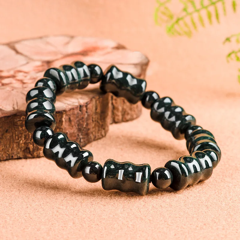 Genuine Goods Natural a Cargo Dark High-Rise Men's Women's Jade Bracelet Generous and Upscale