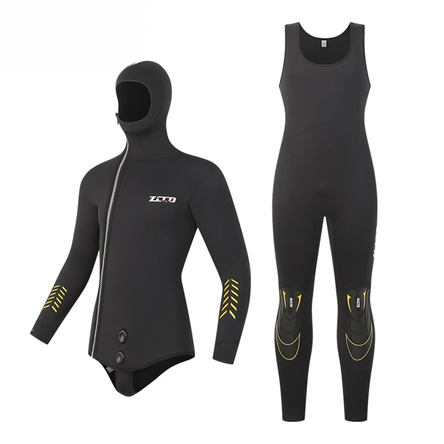 

Winter 5MM Neoprene Hooded Wetsuit Men 2 - Pieces Separate Set Diving Suit Scuba Spearfishing Surfing Deepwater Thermal Swimsuit