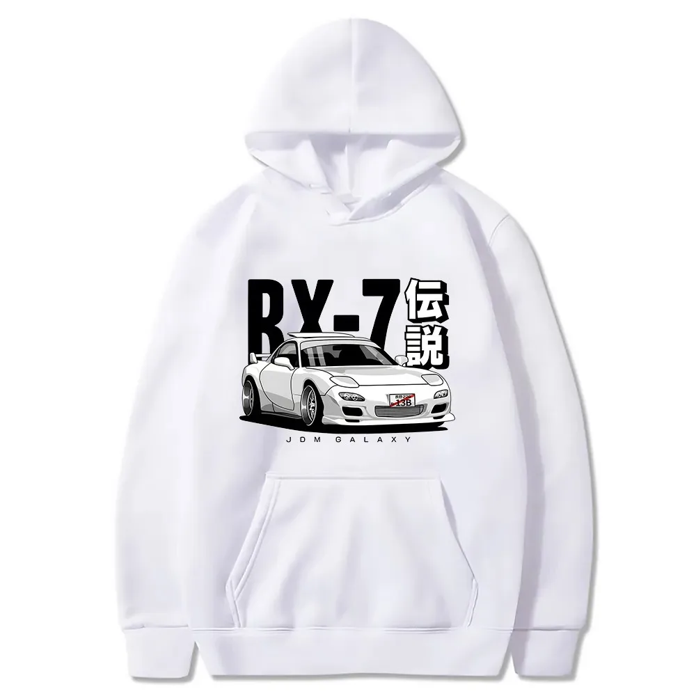 Initial D JDM Hoodie Vintage RX7 FD Drift Japanese Cars Printed Sweatshirt Harajuku Tracksuit Loose Men Streetwear Pullover Tops