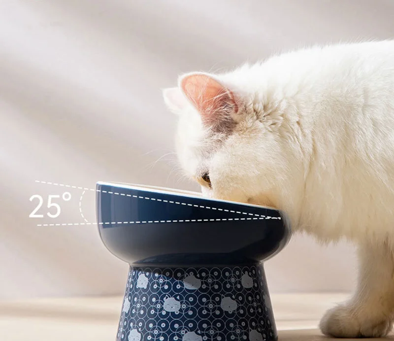 Japanese Style Cat Bowl Ceramic Double Bowl Anti Knock Food Bowl Dog Bowl Cat Drinking Bowl Automatic Drinking Pet Supplies