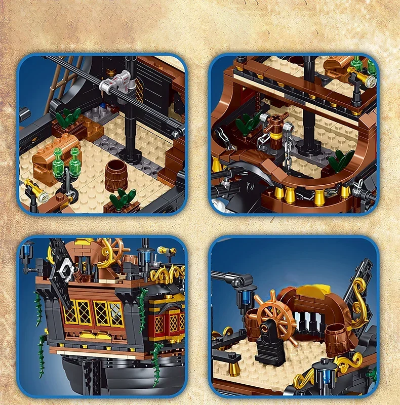 Pirate Ship Building Blocks Sailboat Model Bricks City Traffic Series Creative Desktop Decoraiton Bricks Toys For Adult Gifts