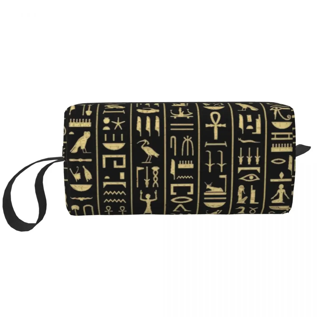 Gold Hieroglyphics Cosmetic Bag Women Fashion Large Capacity Egypt Art Makeup Case Beauty Storage Toiletry Bags