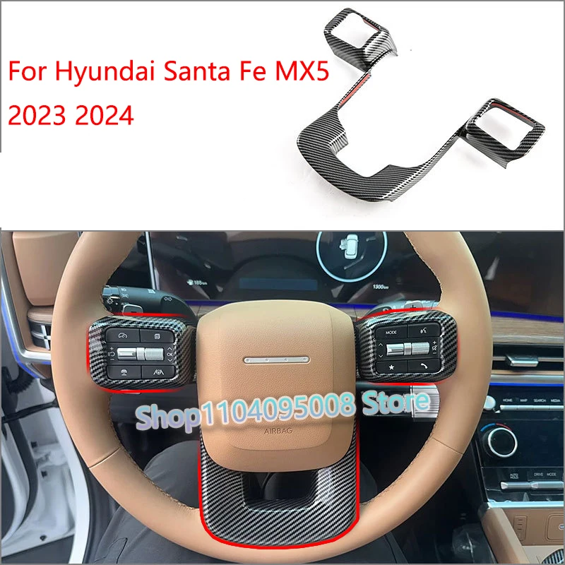 

For Hyundai Santa Fe MX5 2023 2024 2025 Steering Wheel Decorative Frame ABS Material Interior Decorative Frame