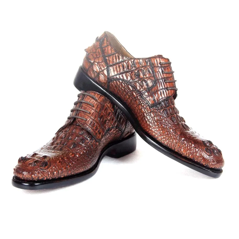 hulangzhishi new arrivla men crocodile leather shoes  Brush color  Men formal  business men