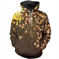 Sudaderas con capucha con estampado 3D de abeja y peine de miel para hombre y mujer, sudaderas informales a la moda de otoño, Sudadera con capucha de gran tamaño, jerséis, ropa de chándal