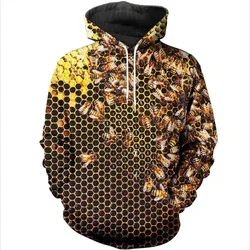 Funny HoneyComb Bee 3D Print Hoodies Men Women Fashion Autumn Casual Sweatshirts Oversized Hoodie Pullovers Tracksuit Clothing