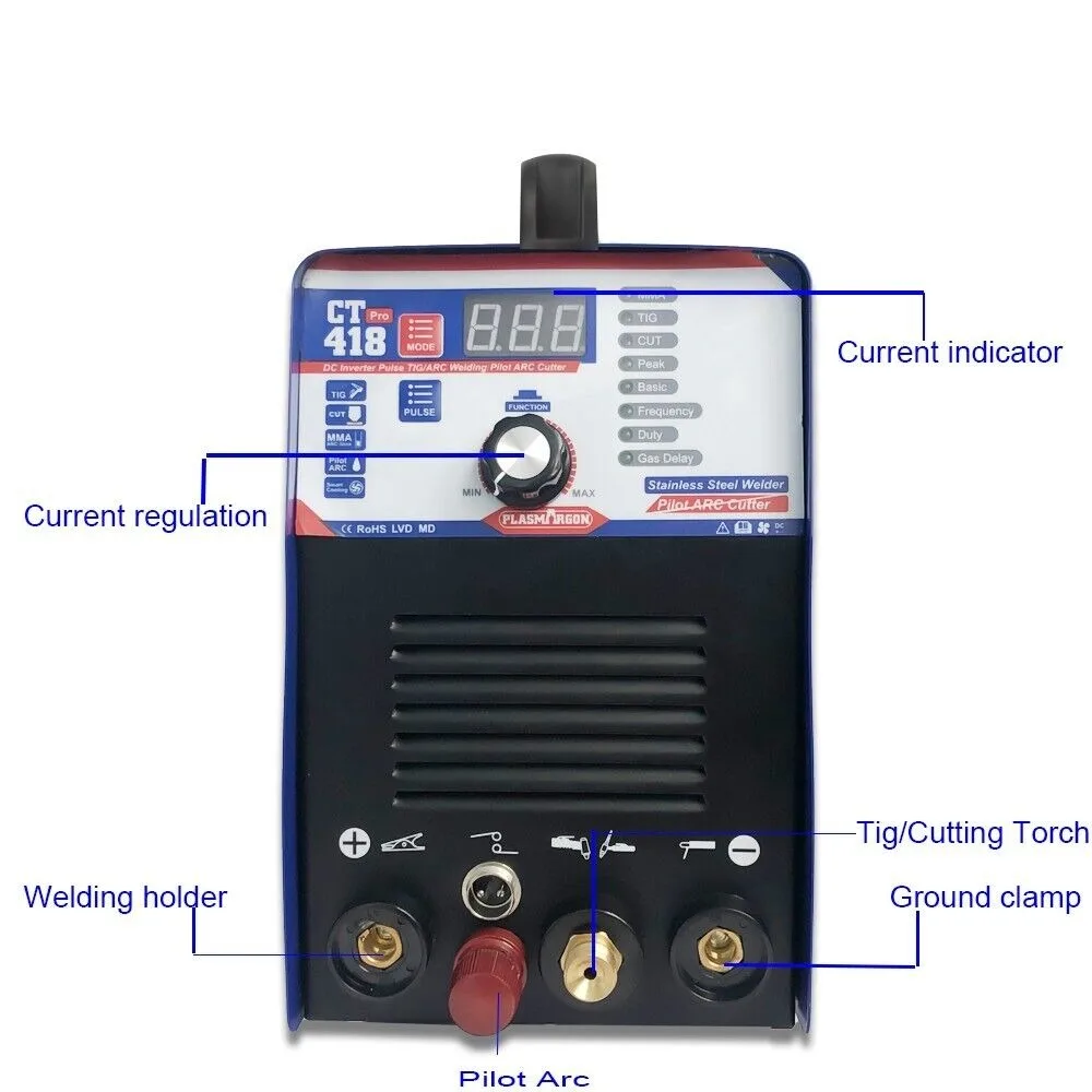 PLASMARGON CT418P 3 in 1 Plasma Cutter/TIG/MMA Welder Machine Pilot Arc CNC Pluse Digital