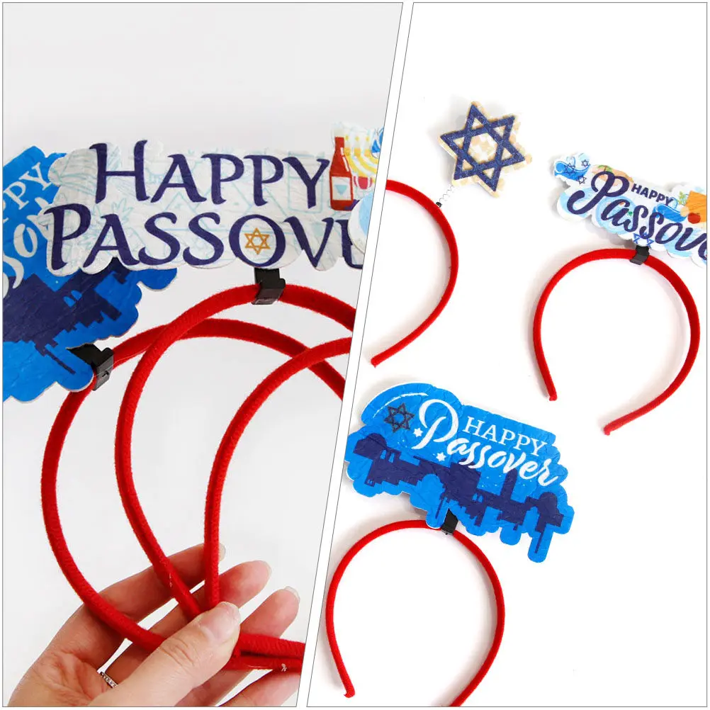5Pcs Happy Passover Party Headband Decorative Hair Hoop Exquisite Felt Plastic Headpiece for Cosplay Photo Props