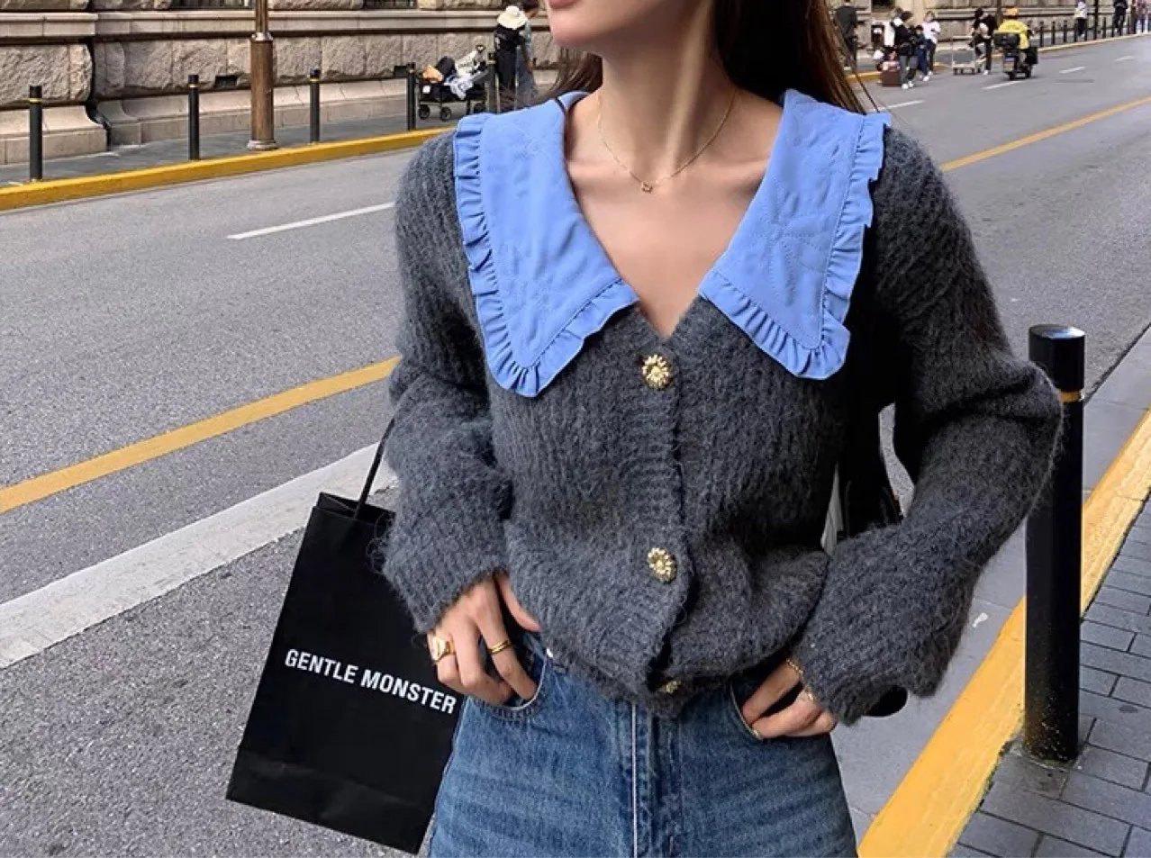 Sweet French Preppy Style Women Knit Cardigan Casual Elegant Single Breasted Long Sleeve Sweater Luxury Coat for Female