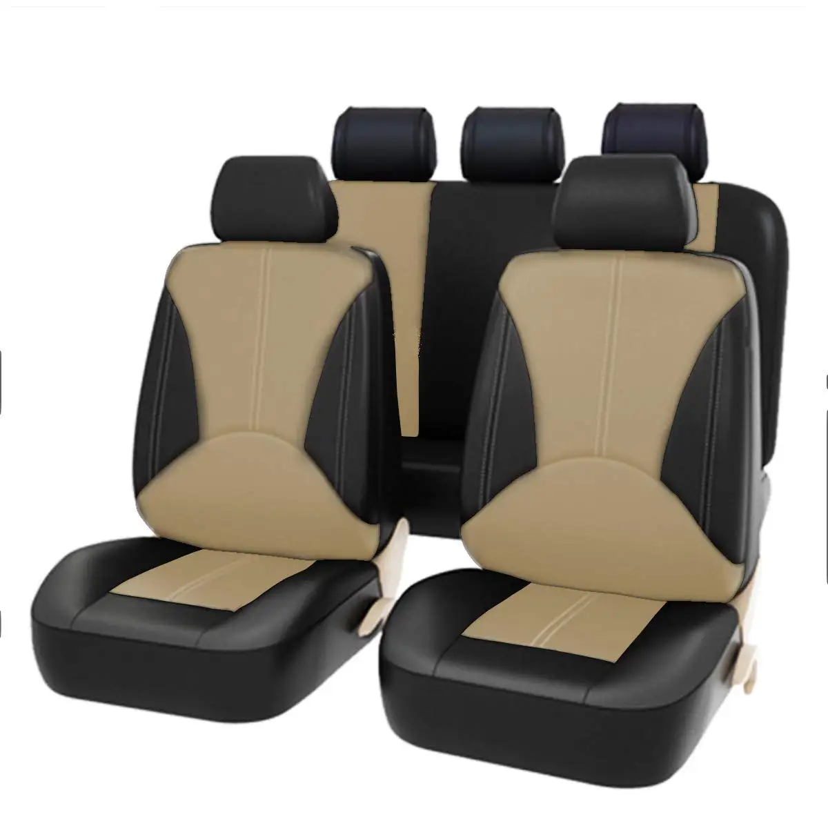 9-teiliges Premium Sandwich-Stich PU-Leder Autositzbezug-Set – Schutz für Vorder- und Rücksitze, einfache Installation, einzeln verpackt, passend für Auto, Ford, Audi, Toyota, Wohnmobil