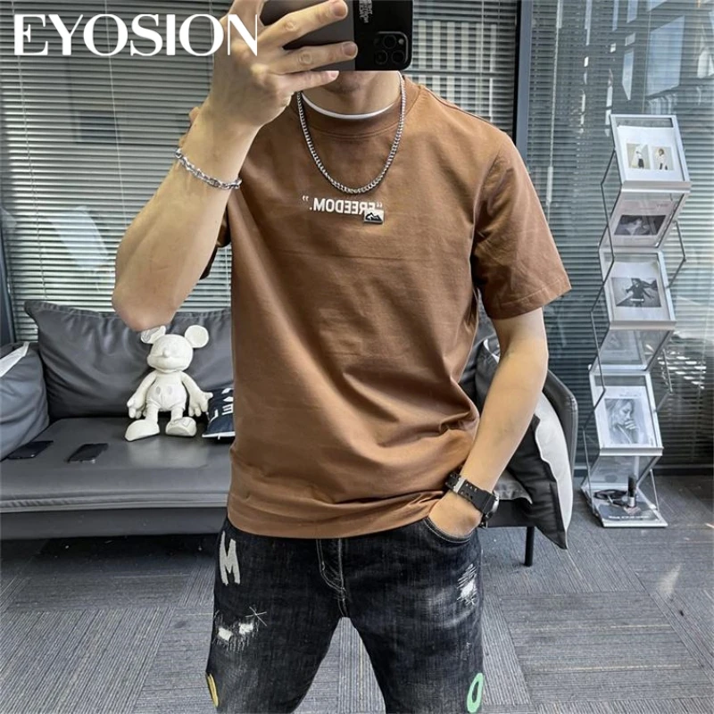 2023 Summer Men\'s New Letter Printing Pure Cotton Short Sleeve T-shirt Fashion Versatile Casual INS Brand Youth Streetwear Tee