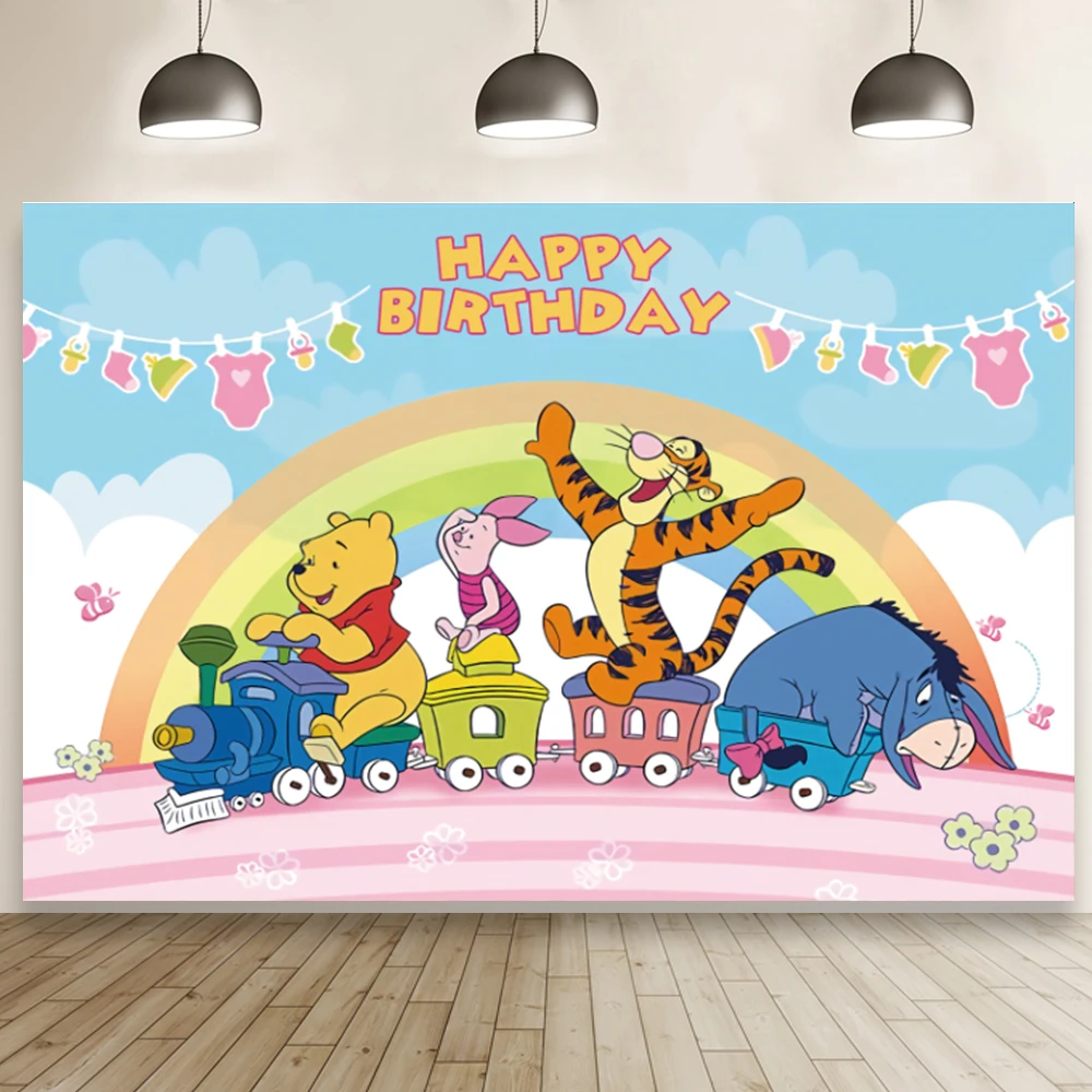 Winnie The Pooh Bear Eeyore Background Photography Baby Shower Photo Backdrop Birthday Party Decor Kid's Props Supplies Studio