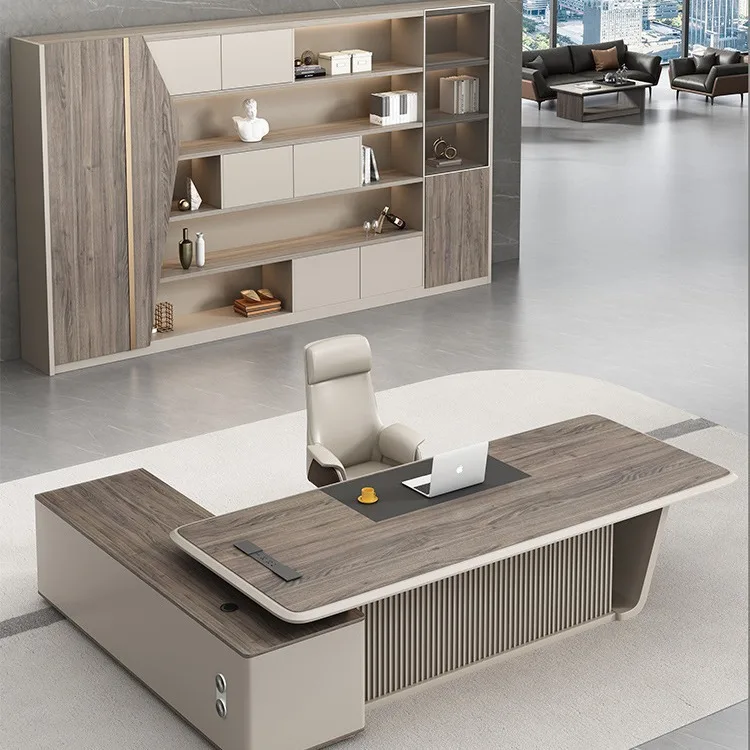 

Modern President Boss Desk Manager Desk and Chair Combination Chairperson's Office Furniture Painting Large Class Desk