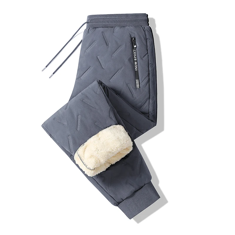 Neue Fleece Warme Winter-Herrenhose Lässige Verdickte Jogginghose für Männer Thermisch Gepolsterte Hose Schwarze Sweatpants für Männer Wasserdicht – Detail 2