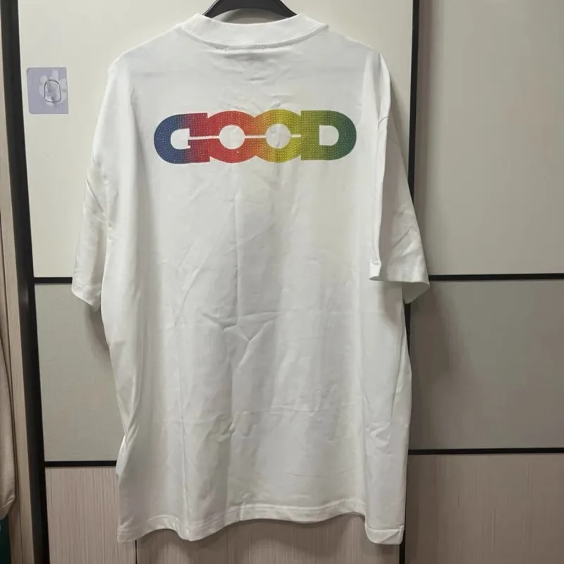 Colorful Playful Carousel Illustration GOODBRAND Tshirts Men Women Hotfix Rhinestone Letter Round Neck Short Sleeve Streetwear