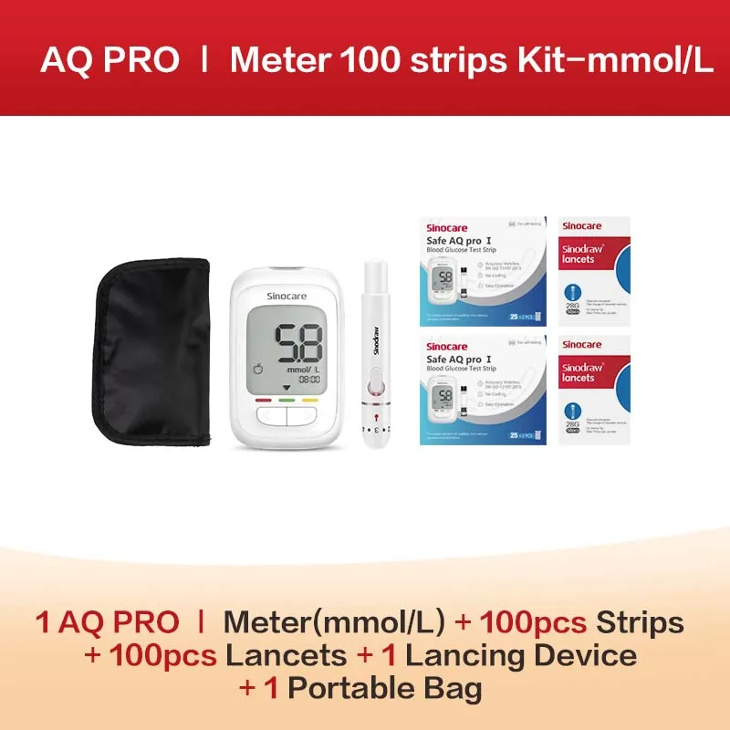 Sinocare Safe AQ pro Ⅰ Glucometer Diabetes Blutzuckermessstreifen und Lanzetten (Kit oder nur Streifen))