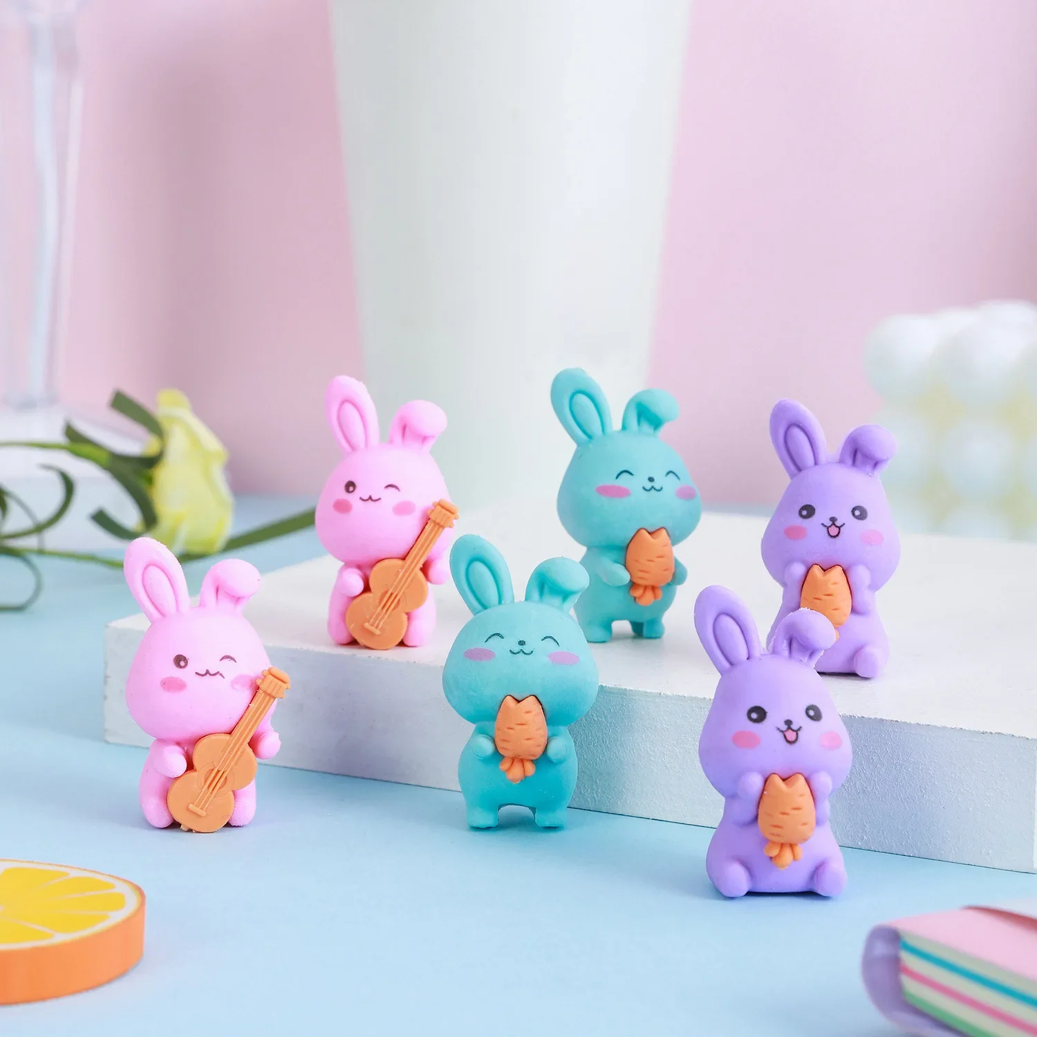 36Pcs Wholesale Rabbit Creative Eraser, Novelty Student Special Chip-Free Like Leather Stationery