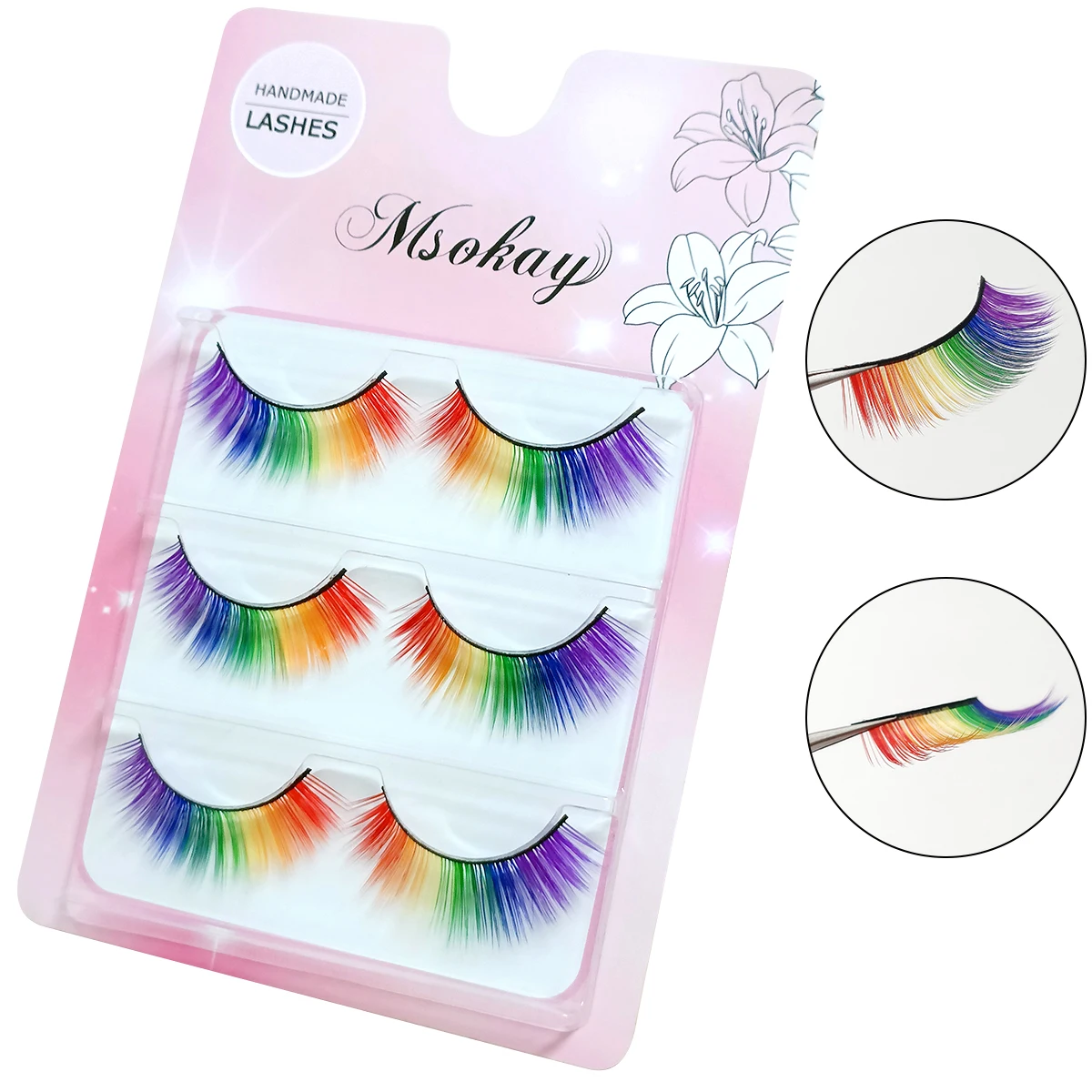3 paia 3D soffici ciglia colorate ciglia finte colori arcobaleno ciglia per bambole trucco ciglia finte estensione ciglia lunghe
