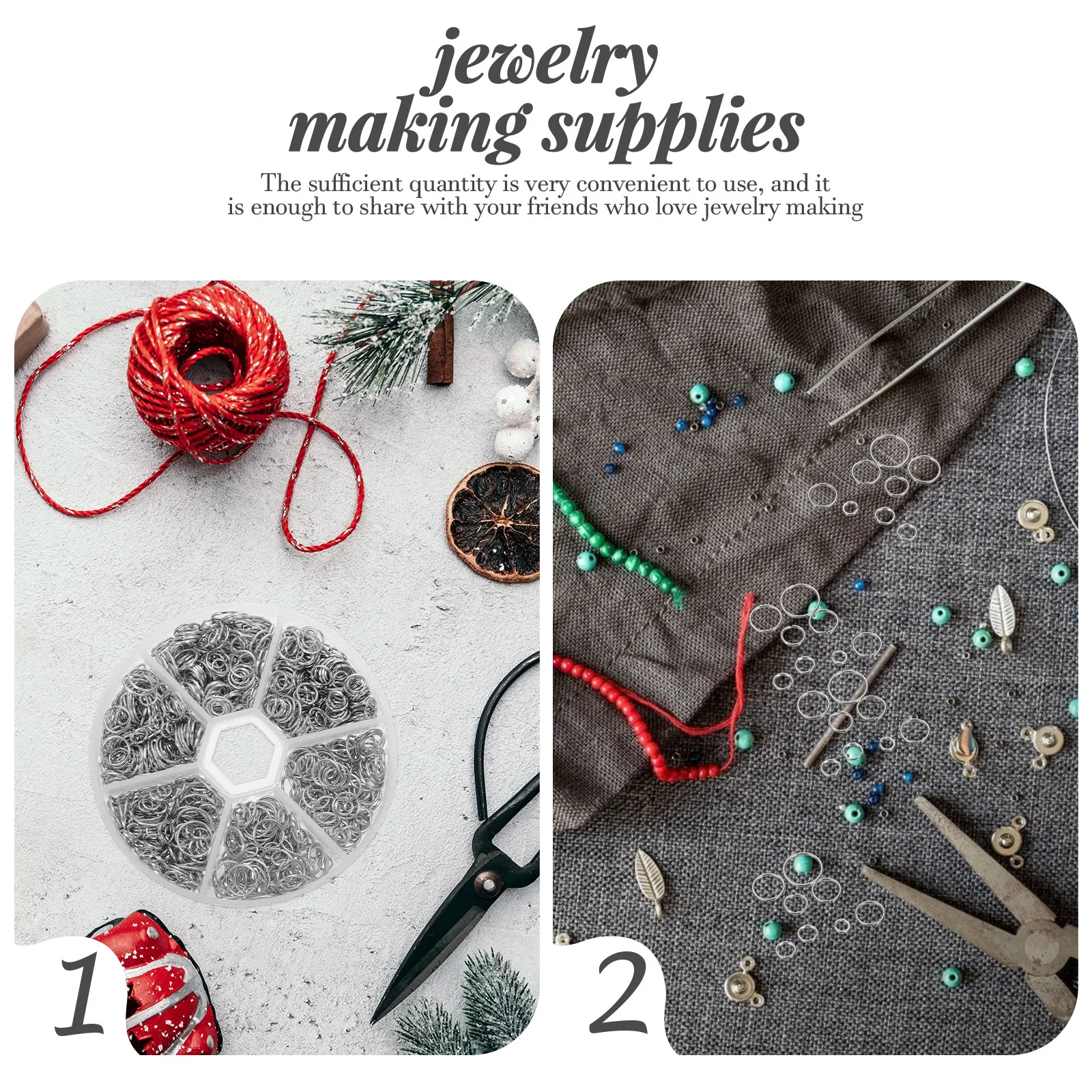 1390 قطعة 1 صندوق من حلقات الانتقال المفتوحة لمستلزمات صناعة المجوهرات لتقوم بها بنفسك طقم تصليح الحرفية قلادة سوار حلية قلادة صنع خواتم