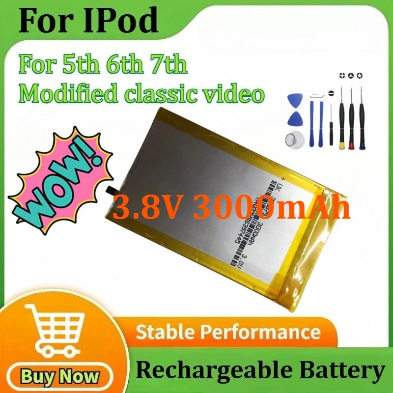 

3.8V 3000mAh SSD HD Battery for IPod 6th Gen Classic 80gb 120gb IPod 5th Gen Video 30gb7th Gen 160gb Upgrade Batteries