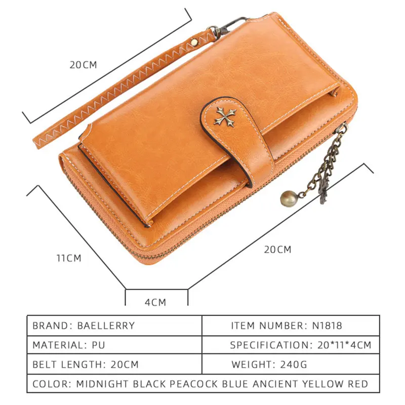 New Women Wallets Fashion Long PU Leather Top Quality Brand Card Holder Classic Female Purse Zipper Wallet For Women