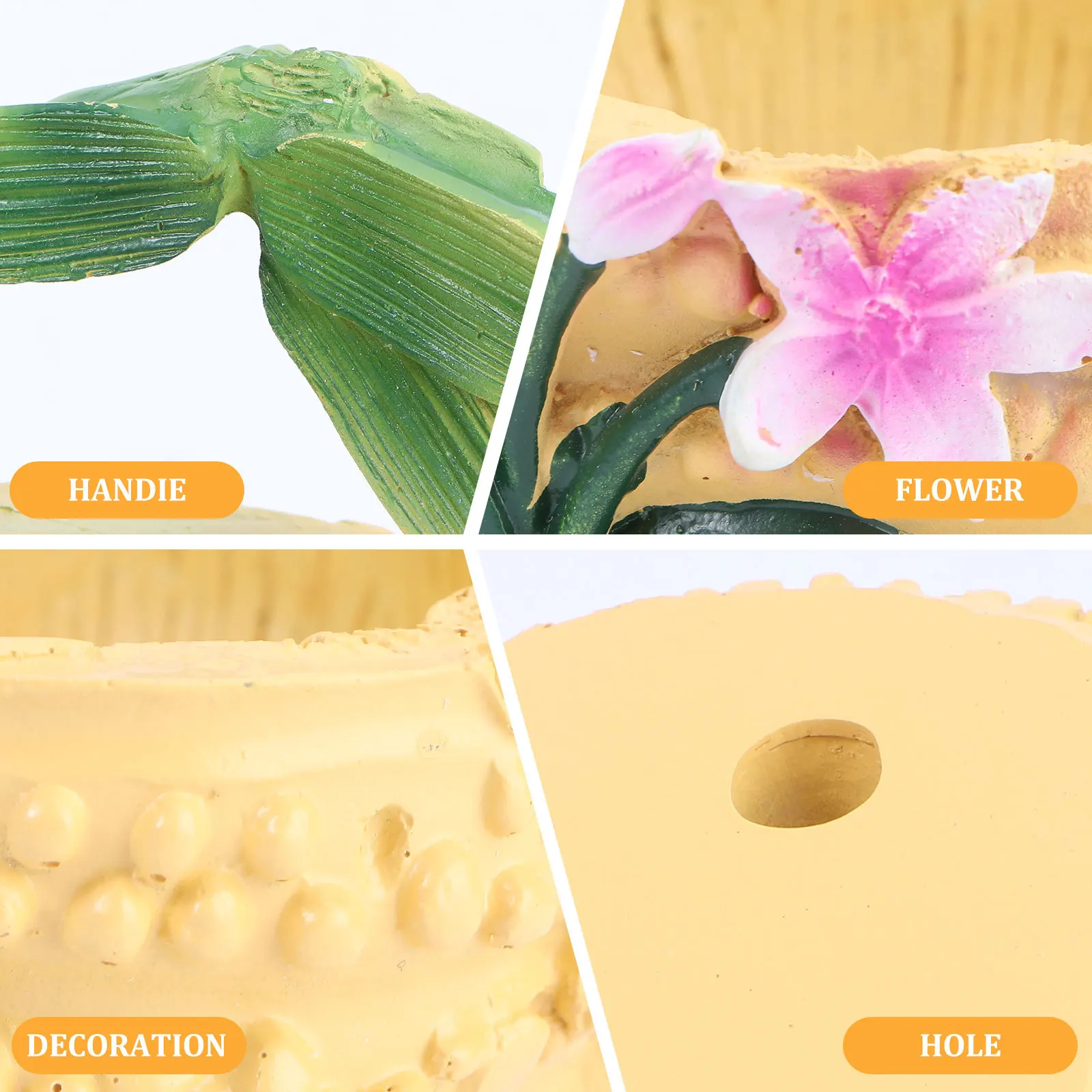 

1Pcs Retro Creative Ornament Bamboo Root Flowerpot Light Brown Resin Succulent Planter for Home Office Desk Garden Decor