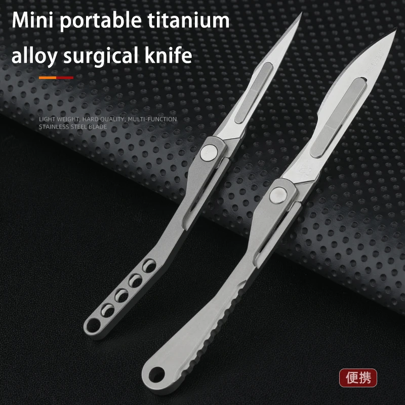 Mini Titanium Alloy Folding Knife Bisturi Portátil Auto-defesa Pocket Knife Sobrevivência ao ar Livre Ferramenta de Corte Edc 10 Blade