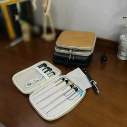 Handmade Solid Color DuPont Paper Pen Bag Cloth Pen Storage Bag Five Pen Bags Black Zipper Shaobing (Baked Cake in Griddle)