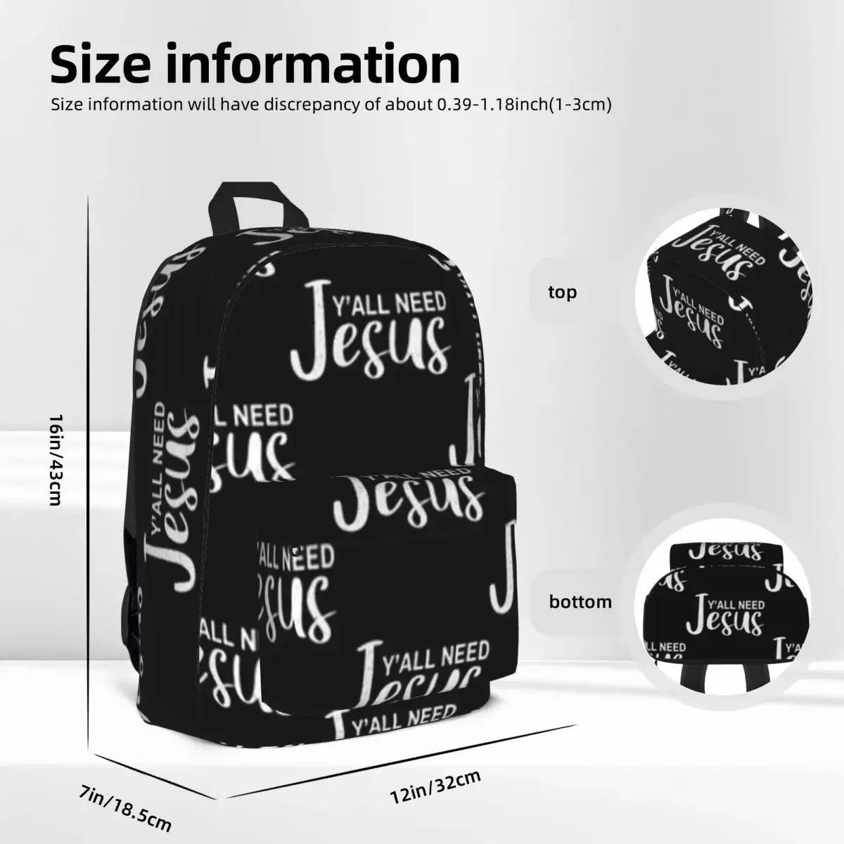 Yall Need Jesus Sacs à dos pour enfants, Sacs d'école, Sac à dos de voyage, Sac à dos initié, Portabilité, Garçons, Bol, Femme, Mode