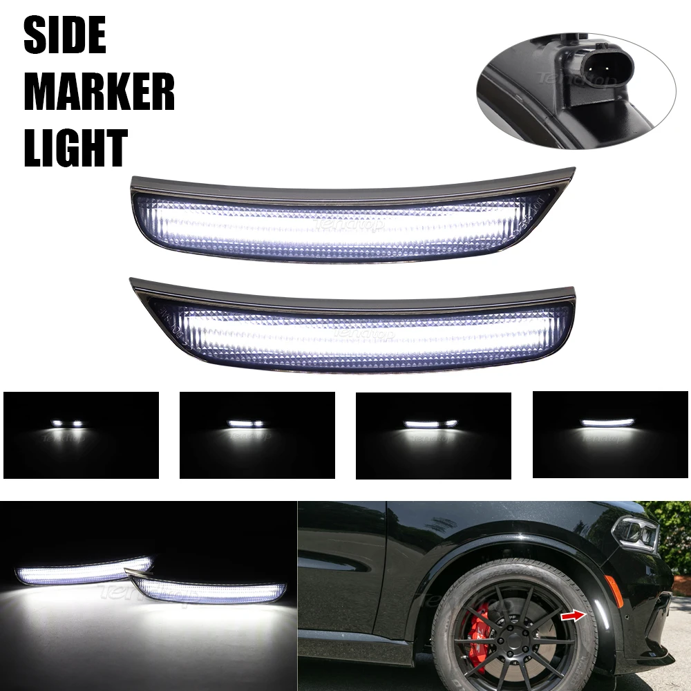 

2pcs LED Side Marker Front Rear Bumper Lamp Turn Signal Mirror Light Front Rear Lights For Dodg'e Durango 2021 2022 2023 2024