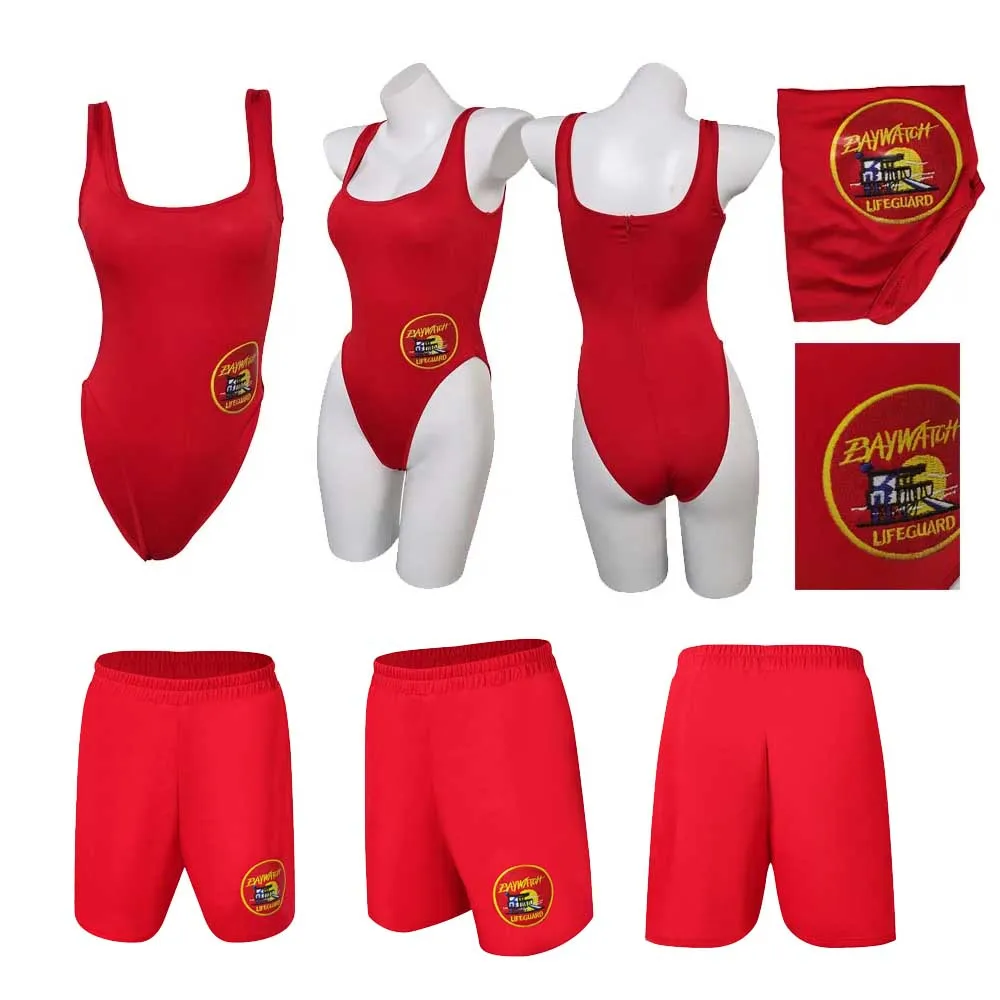 Adult Women C.J. Parker Cosplay Summer Jumpsuit Swimwear Outfits Swimsuit Baywatch Fantasy Costume Halloween Carnival Suit